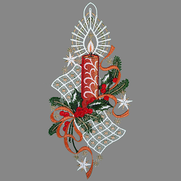 Fensterbild "Kerze auf Weihnachtszweig"