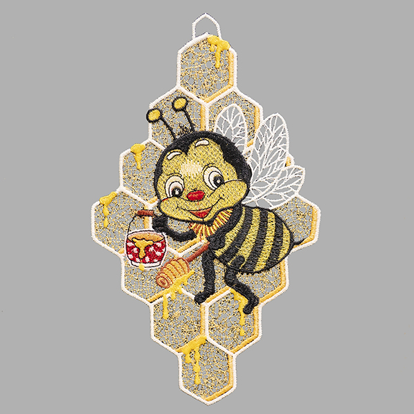 Fensterbild "Bienchen mit Honigwabe"