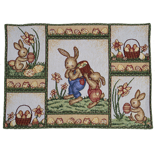 Platzdeckchen / Platzset 33 x 46 cm Gobelin, "fleißige Osterhasen" (3925) 