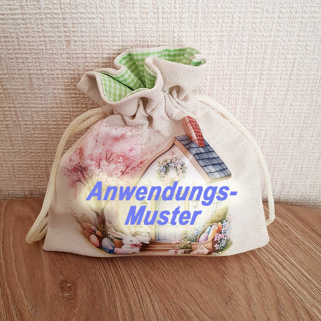 Geschenksäckchen "Häschen am blauen Osterhaus", 21/25