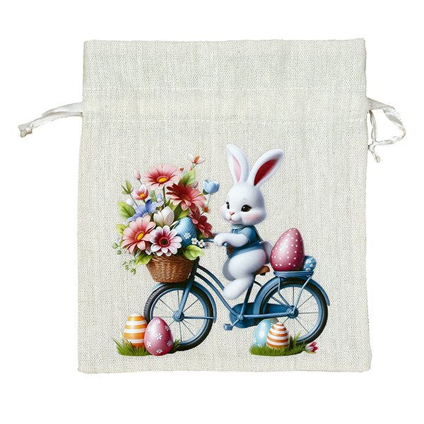 Geschenksäckchen "Häschen auf Rad", 16,5/18 