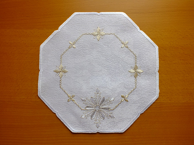 Plauener Spitze® Deckchen 22 x 22 cm, Stickerei Sternkristall, fleckgeschützt (1111)