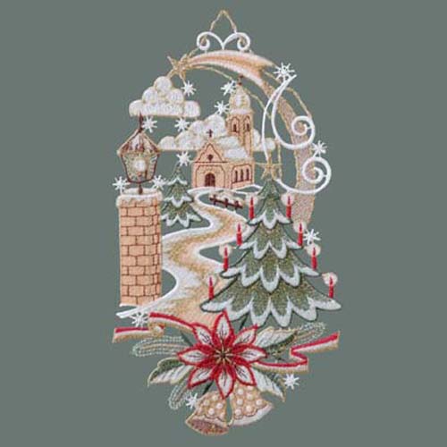 Fensterbild "Kirche und Baum"