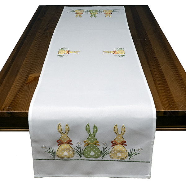 Tischläufer, Tischband 40 x 140 cm Stickerei "Hasen", bunt (0533)  