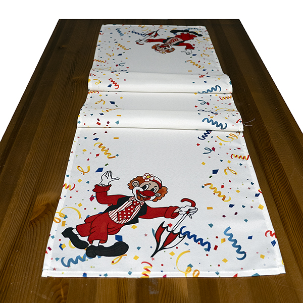 Tischband, Tischläufer 40 x 140 cm Druckmotiv "Clown mit Schirm", bunt (0086) 